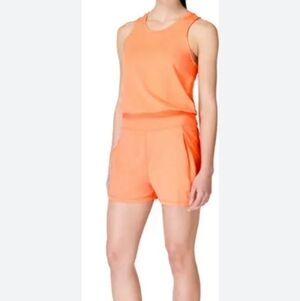 Sweaty Betty Gary Romper Tangerine Orange Sleeveless